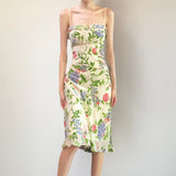 Purpdrank  Holiday Floral Camis Dress Beach Style Slim Slash Neck Sleeveless Midi Dresses For Women Summer Fashion Streetwear Ladies