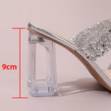 Purpdrank  Fashion Double Band Glitter High Heels Sandals Women Gold Silver Party Dress Shoes Woman Summer Open Toe Crystal Heel Sandalias