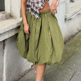 Purpdrank  Women Vintage y2k Aesthetic Bubble Long Skirts High Waisted Lantern Puffy Skirts Summer Ruffle Hem A Line Balloon Skirts