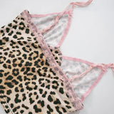 Purpdrank  Sexy Leopard Two Piece Women Sweet Lace Short Sets Summer Fashion Spaghetti Straps Cropped Top and Micro Shorts Outfits Y2K
