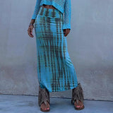 Purpdrank  Women Summer New Beach Style Simple Long Skirts Loungewear Fashion Printing Slim Vintage Patchwork Ladies Skirts Streetwear