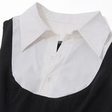 Purpdrank  y2k Mini Dress Women Summer Contrast Color Patchwork Lapel Collar Sleeveless A Line Mini Dress Evening Party Dresses