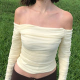 Purpdrank  Summer  Hot Sale Sexy Strapless Slim Flare Sleeve Y2k Clothes Long Sleeve Short Sleeve Tops T-shirts Women's Clothing 티셔츠 Tee