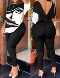 Purpdrank Women's Sets Ladies Outfits Two Piece Suit Summer European & American Fashion Twisted Backless Chain Decor Top & Pants Set