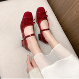 Purpdrank  New Butterfly-knot Women Mary Jane Shoes Elegant Thick Heel Shoes Ladies Fashion Dress Pumps