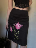 Purpdrank  Vintage Elegant Temperament  Medium Strecth Flower Embroidery A-LINE Slim Skirts