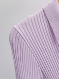 Purpdrank  CHIC Retro Knitting Single Breasted Button Lapel Cardigan Sweater Woman Stripe line Long Sleeve Jumper Knitted Knitwear