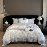 Purpdrank  Luxury Digital Printing Flowers and Plants Bedding Set Lyocell Eucalyptus Fiber Soft Silky Duvet Cover Bed Sheet Pillowcase 4Pcs