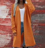 Purpdrank  Women's Casual Long Knitted Cardigan round Ne ort Sve Street Sle Regular Fit Long Sweater for Young Women 25-29