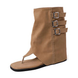 Purpdrank  Clip Toe Women Sandals Boots Fashion Internal Elevation Slip On Shoes Street Style Ladies Mid Calf Booties