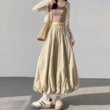 Purpdrank  Gigh Quality Spring Summer Vintage Cargo Bud Women's Skirts High Waist Solid Casual A-line Skirts Pockets Female Faldas