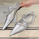 Purpdrank  Elegant Pointed Toe Narrow Band Flat Sandal Women Fashion Shallow Back Strap Design Brand Slide Sandal Comfort Non-slip Moccasin