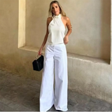 Purpdrank  Spring New Women's Fashion Style Casual Loose Versatile Mid Waist Wide Leg Pants