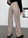 Purpdrank  Black PU Faux Leather Pants for Women 2025 Fashion Autumn Winter High Waist Button Fly Casual Straight Trouser Female Pantalones