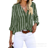 Purpdrank  Simple Blouse Women V Neck Striped Shirts Long Sleeve Vintage Fashion Top Spring Summer New Casual Female Blouse