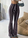 Purpdrank  Autumn Winter Y2k Trousers Casual Fashion Long Pants Tight Casual Tight Vintage Sexy Stripe Female Clothes Chic Flare Pants