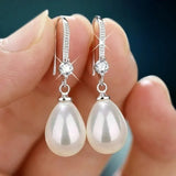 Elegant and Fashionable Women's Water Drop Imitation Pearl Earrings Red and White Round Oval Wedding Jewelry Birthday Gifts