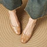 Purpdrank  New Summer Party Genuine Leather Sandals 6cm High Heel Women Shoes Retro Round Toe High Heels Shoes Slingback Office Daily