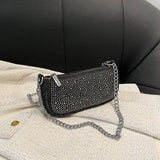 Purpdrank  Rhinestone Appliqued Chain Shoulder Crossbody Bags For Women Luxury Designer Purses And Handbags Wedding Dinner Party