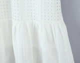 Purpdrank  Holiday White Embroidery Spliced Hollow Out Hole Elastic Waist Maxi Long Skirt Women Ruffles Hem Swing A-lined Skirts Boho