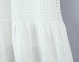 Purpdrank  Holiday White Embroidery Spliced Hollow Out Hole Elastic Waist Maxi Long Skirt Women Ruffles Hem Swing A-lined Skirts Boho