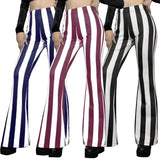 Purpdrank  Plus Size Casual Pants Fashion Sport Yoga Pants Striped Print High Waist Flared Long Trousers Comfortable Polyester Fabric