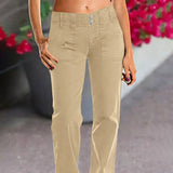 Purpdrank  Women's Fashion Denim Trousers Straight-Leg Double Button Detail Style Women's Clothing