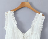 Purpdrank  White 3D Dot Spliced Lace Tie Bow Tassel Sexy Corset Women Summer Tank Tops Lacing up Bandage Strap no Button Crop Top