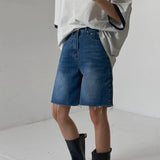 Purpdrank  Summer High Waist Vintage Women's Denim Shorts 2025 New Single Button Casual Loose Wide Leg Jeans Half Pants Female