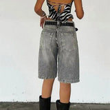 Purpdrank  Y2k Bermuda Denim Shorts Low Waist Loose Fit Baggy Jorts with Pockets Summer Vintage Wide Leg Jeans Cyber Grunge Streetwear