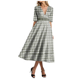 Purpdrank  Dresses Woman Party Ruffle Large Swing Prom Gown Dress Half Sleeve V Neck Elegant Long Dress Plus Size Loose Elegant Dress