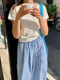 Purpdrank  Vintage Plaid Women's Wide Leg Pants Pockets 2025 New Sping Summer High Waist Casual Straight Loose Trousers Female