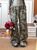 Purpdrank  Vintage Camouflage Pants Women Y2K Hip Hop Streetwear All Match Wide Leg Trousers Korean High Waist Grunge 90S Pants Aesthetic