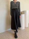 Purpdrank  2025 New Vintage Women's Straight Skirts Pockets Spring Summer High Waist Solid Loose Button A-line Skirts for Women