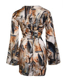 Purpdrank Woman Clothes Marble Print Long Sleeve Sexy Wrap Hip Dress Nightclub Daily Clothes Women's Fashion Slim Dresses