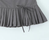 Purpdrank  Y2K Twill Low Waist Pleated Mini Skirt American Retro Side Zipper Short Skater Skirts With Shorts lining