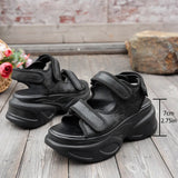 Purpdrank  Silver Chunky Platform Sports Sandals for Women 2025 Summer Hook Loop Wedge Heel Sandals Woman Thick Bottom Casual Sandles Mujer