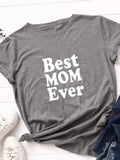 Purpdrank  Women's Loose round Ne ort Sve Cotton T-irt Thin Mom Ever Best Mom Ever Street Sle Print Creative Design Spring Su...