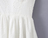 Purpdrank  Sexy White Embroidery Lace Pad Bra Corset style Wood ears Strap Mini Tank Dress Women 2 Layers Ruffles Swing Dresses Vestdios