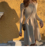 Purpdrank  Knitted Dress for Women in Autumn Winter French Temperament Waist-hugging Base Underwear with Coat Sweater Skirt