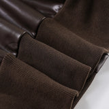 Purpdrank  Safari Style Pu Leather Jacket Slim-Fitting Pockets Turtleneck Zip-Up Long Sleeve Coats Women Autumn Winter Y2K Streetwear