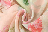 Purpdrank  Fashion Semi Sheer Floral Print Wood ears Ruffles V neck Pullover Shirt Women Full Flare Sleeve Loose Chiffon Blouses Tops