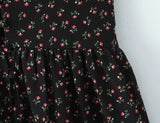 Purpdrank  Sexy Black Floral Chiffon Sling Dress Women Front Open Buttons V neck Ruffles Hem Short Dresses Femme Mini Vestidos Robe