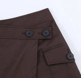Purpdrank  Spring Summer Cargo Low Waist Shorts Skirts for Women Safari Short Trousers Side Pockets  Casual Street Bottom Deep Brown