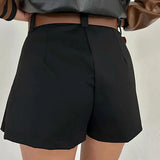 Purpdrank  High Stree Shorts Women High Waisted Solid Pleated A-Line Skirt Fashion Casual Streetwear Shorts Skirts Summer 2026 New