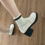 Purpdrank  Thick Heel Red Women Mary Jane Shoes Fashion Round Toe Shoes 2025 Spring Ladies Casaul College Style Pumps