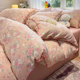 Purpdrank  Thick Pure Brushed Bed Sheets, Duvet Cover Set, Four Piece Bedding Set Bed Sheet, Fully Enclosed for Home Gift