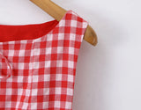 Purpdrank  Sexy Red Gingham Plaid Mini Sleeveless Dress Women Bow O Neck Zipper Back Low Waist Ruched Hem Swing Tank Dresses Vestidos Black