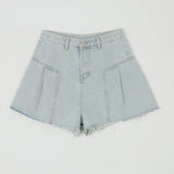 Purpdrank  Chic Pink Wide Leg Denim Shorts Women Summer High Waist A-line Hot Pants Korean Style Female Solid Color Jeans Shorts Streetwear
