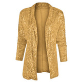Purpdrank  Spring Sequin Long Sleeve Elegant Midi Women's Blazer Color Block Double Breasted Polyester Fiber Commute Style Fashion